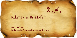 Kólya Anikó névjegykártya