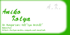 aniko kolya business card